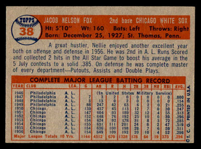 1957 Topps Baseball #038 Nellie Fox White Sox EX-MT 540069