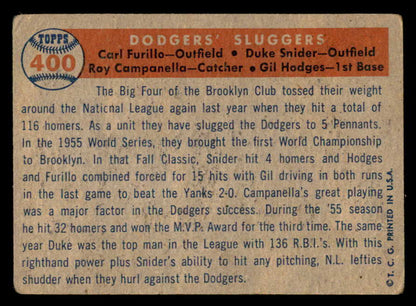 1957 Topps Baseball #400 Roy Campanella Duke Snider Gil Hodges VG 540103