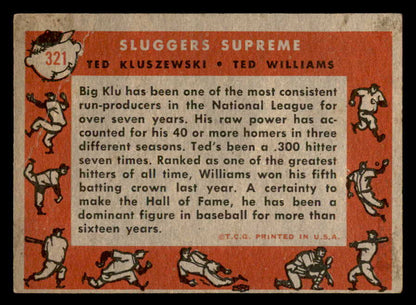 1958 Topps Baseball #321 Ted Williams Ted Kluszewski VG 540129