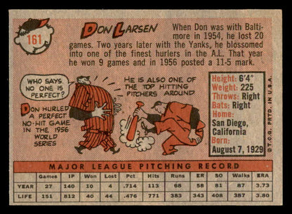 1958 Topps Baseball #161 Don Larsen Yankees NR-MT 540142