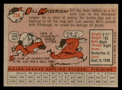 1958 Topps Baseball #238 Bill Mazeroski Pirates EX-MT 540144