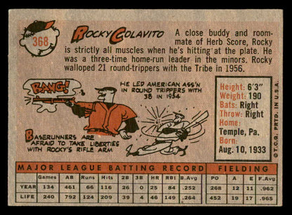 1958 Topps Baseball #368 Rocky Colavito Indians EX 540153