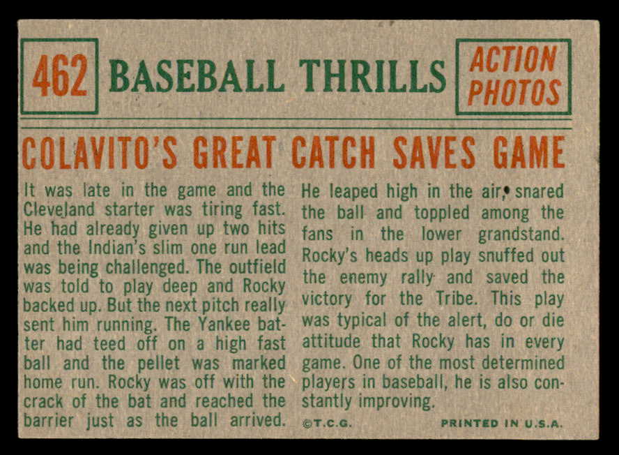 1959 Topps Baseball #462 Rocky Colavito IA Indians EX-MT 540159