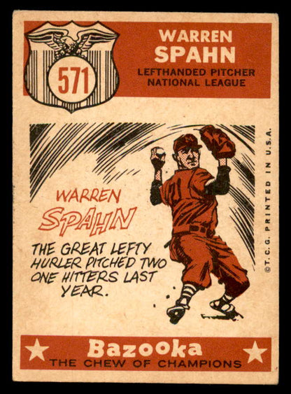 1959 Topps Baseball #571 Warren Spahn A.S. Braves EX 540179