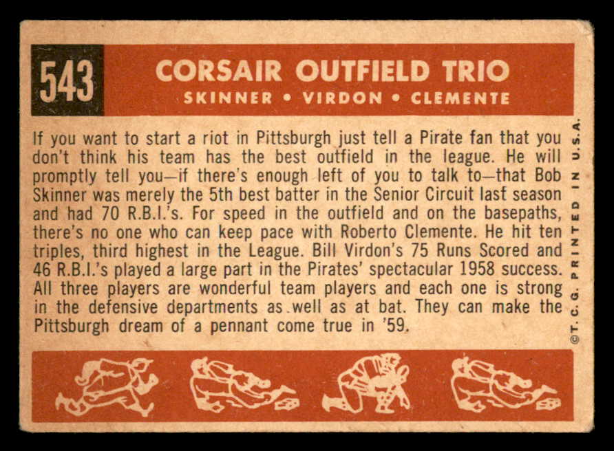 1959 Topps Baseball #543 Roberto Clemente Bill Virdon VG 540189