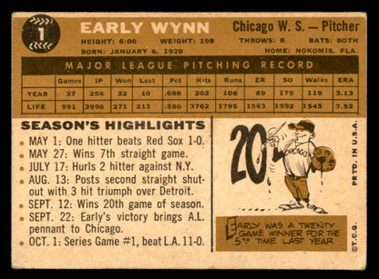 1960 Topps Baseball #001 Early Wynn White Sox VG-EX 540232