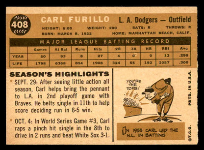 1960 Topps Baseball #408 Carl Furillo Dodgers EX-MT 540263