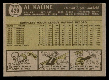 1961 Topps Baseball #429 Al Kaline Tigers VG-EX 540275