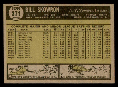 1961 Topps Baseball #371 Bill Skowron Yankees EX-MT 540342