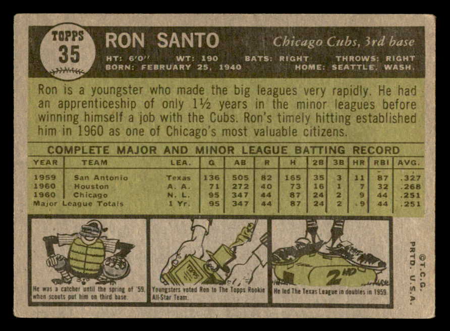 1961 Topps Baseball #035 Ron Santo Cubs GD-VG 540349