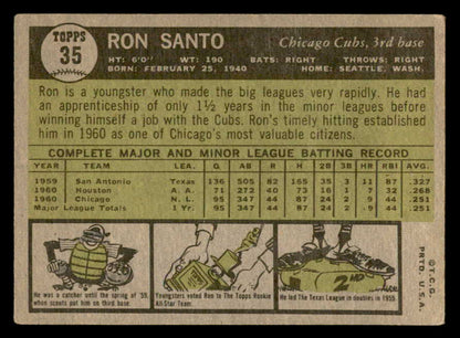 1961 Topps Baseball #035 Ron Santo Cubs GD-VG 540349