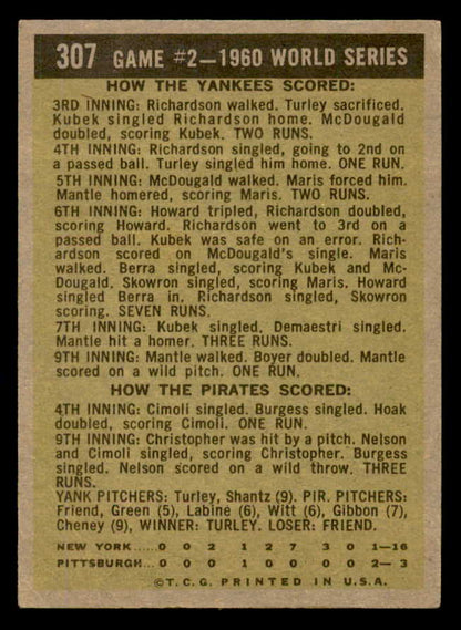 1961 Topps Baseball #307 World Series Game 2 Mickey Mantle GD-VG 540355