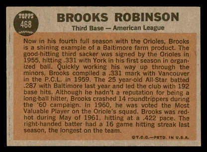 1962 Topps Baseball #468 Brooks Robinson A.S. Orioles VG-EX 540526