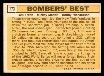1963 Topps Baseball #173 Mickey Mantle Bobby Richardson EX+/EX-MT 540564