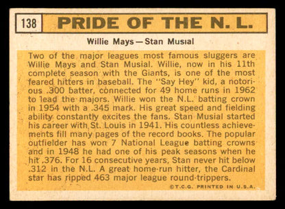 1963 Topps Baseball #138 Willie Mays Stan Musial VG-EX 540570