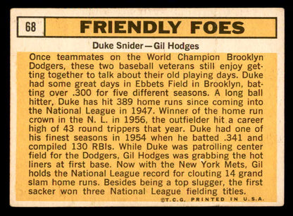 1963 Topps Baseball #068 Duke Snider Gil Hodges VG-EX 540579