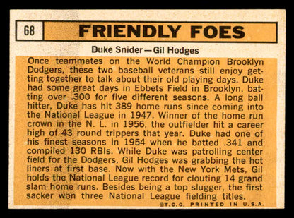 1963 Topps Baseball #068 Duke Snider Gil Hodges VG-EX 540580