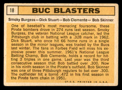 1963 Topps Baseball #018 Roberto Clemente Smoky Burgess FR-GD 540662