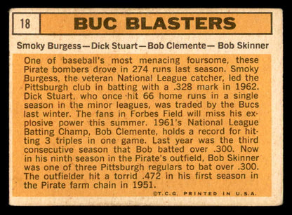 1963 Topps Baseball #018 Roberto Clemente Smoky Burgess VG-EX 540663
