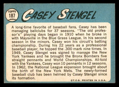 1965 Topps Baseball #187 Casey Stengel Mets EX 540801