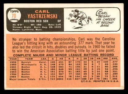 1966 Topps Baseball #070 Carl Yastrzemski Red Sox VG-EX 540851