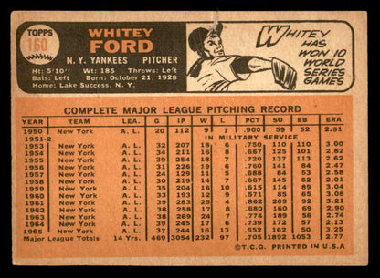 1966 Topps Baseball #160 Whitey Ford Yankees FR-GD 540869