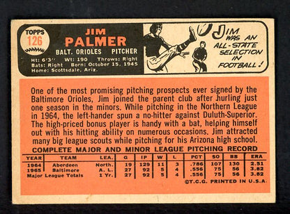 1966 Topps Baseball #126 Jim Palmer Orioles VG-EX 540894
