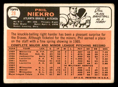 1966 Topps Baseball #028 Phil Niekro Braves VG 540898