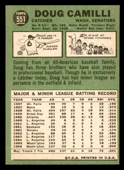 1967 Topps Baseball #551 Doug Camilli Senators EX-MT 540939