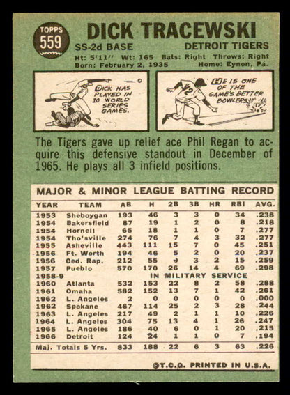 1967 Topps Baseball #559 Dick Tracewski Tigers EX-MT 540941