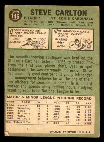 1967 Topps Baseball #146 Steve Carlton Cardinals VG 540975