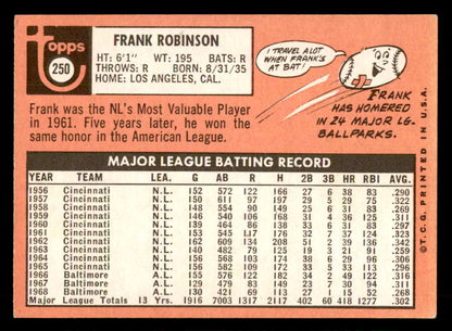 1969 Topps Baseball #250 Frank Robinson Orioles EX 541093