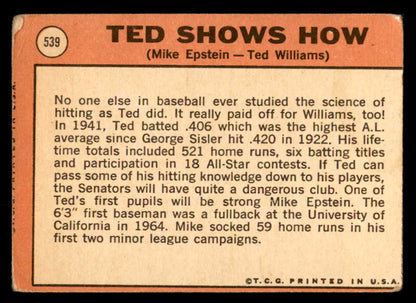 1969 Topps Baseball #539 Ted Williams Mike Epstein FR-GD 541108