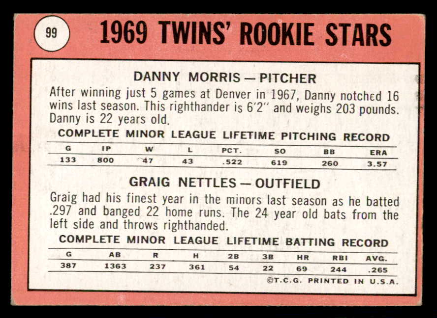 1969 Topps Baseball #099 Graig Nettles Twins EX-MT 541118