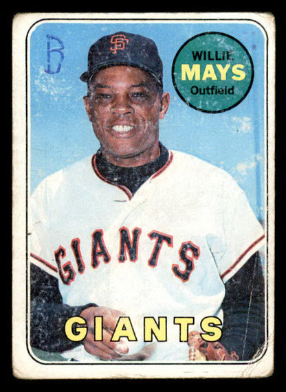 1969 Topps Baseball #190 Willie Mays Giants Poor 541126