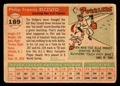1955 Topps Baseball #189 Phil Rizzuto Yankees VG 541161