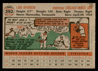 1956 Topps Baseball #292 Luis Aparicio White Sox EX-MT 541195