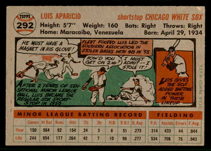 1956 Topps Baseball #292 Luis Aparicio White Sox EX 541196