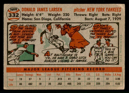 1956 Topps Baseball #332 Don Larsen Yankees VG 541198