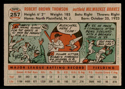 1956 Topps Baseball #257 Bobby Thomson Braves EX-MT 541208