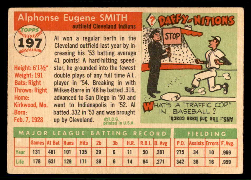 1955 Topps Baseball #197 Al Smith Indians VG-EX 541223