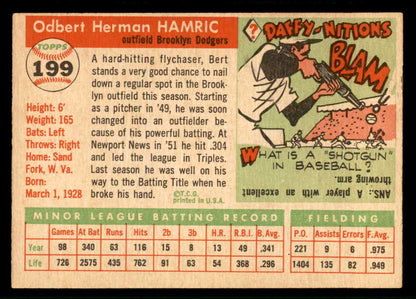 1955 Topps Baseball #199 Bert Hamric Dodgers EX-MT 541225