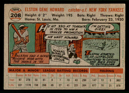 1956 Topps Baseball #208 Elston Howard Yankees EX+/EX-MT 541232