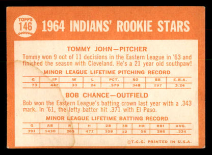 1964 Topps Baseball #146 Tommy John Indians VG-EX 541307