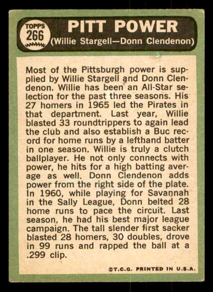 1967 Topps Baseball #266 Willie Stargell Donn Clendenon VG 541333