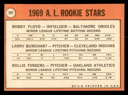 1969 Topps Baseball #597 Rollie Fingers A's NR-MT 541373