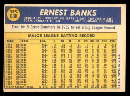 1970 Topps Baseball #630 Ernie Banks Cubs EX 541403
