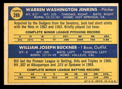 1970 Topps Baseball #286 Bill Buckner Dodgers NR-MT 541405