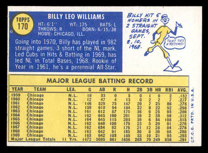 1970 Topps Baseball #170 Billy Williams Cubs NR-MT 541412