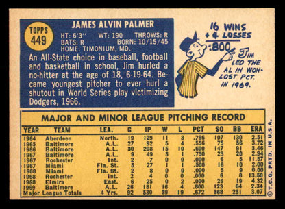 1970 Topps Baseball #449 Jim Palmer Orioles EX-MT 541446